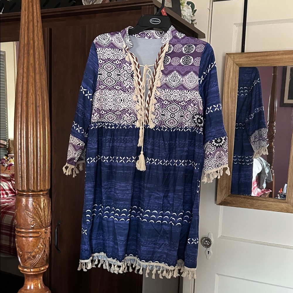 Bohemian Blue and Purple Tunic Dress